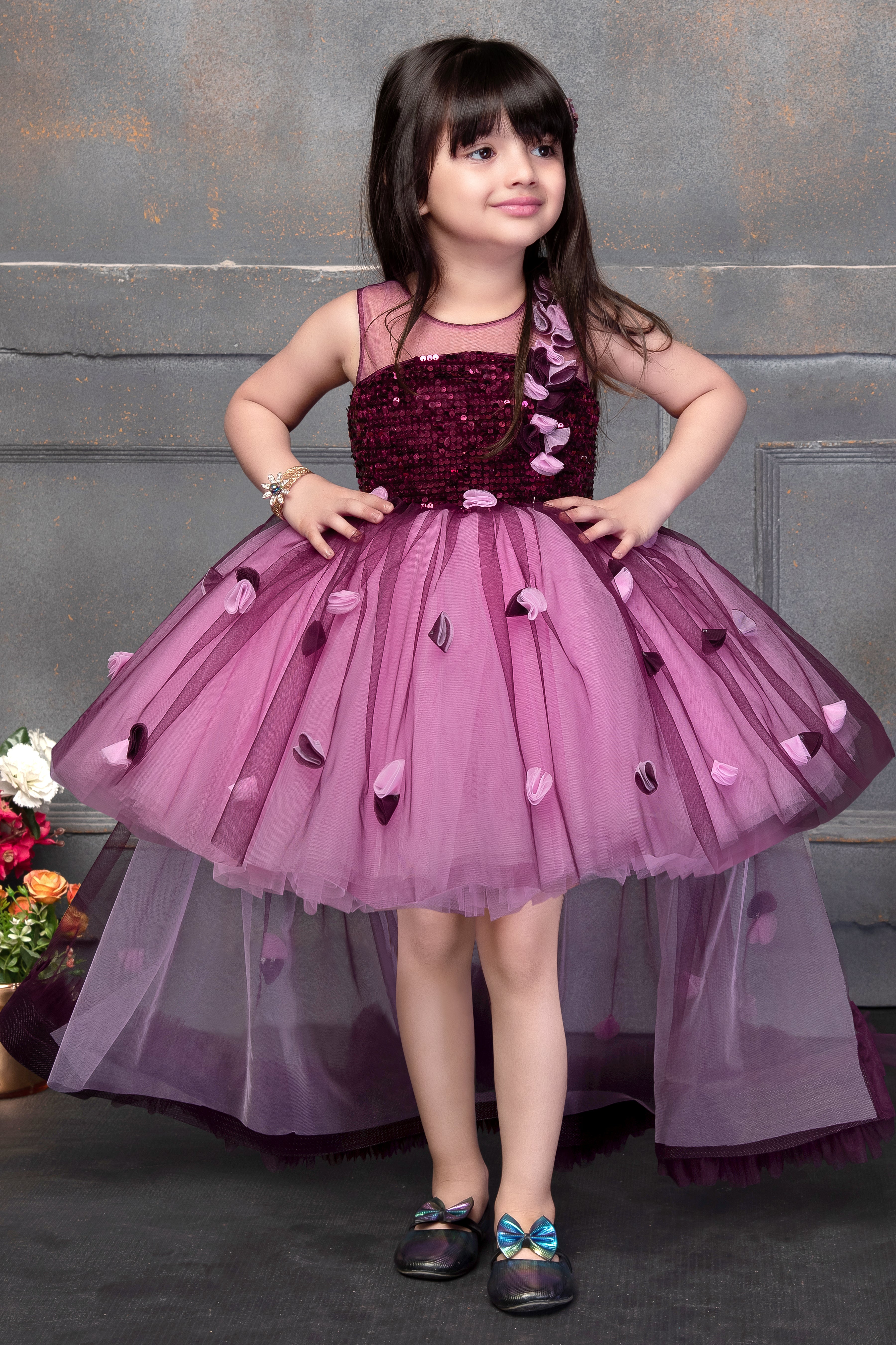Kids Partywear Frocks - Wine