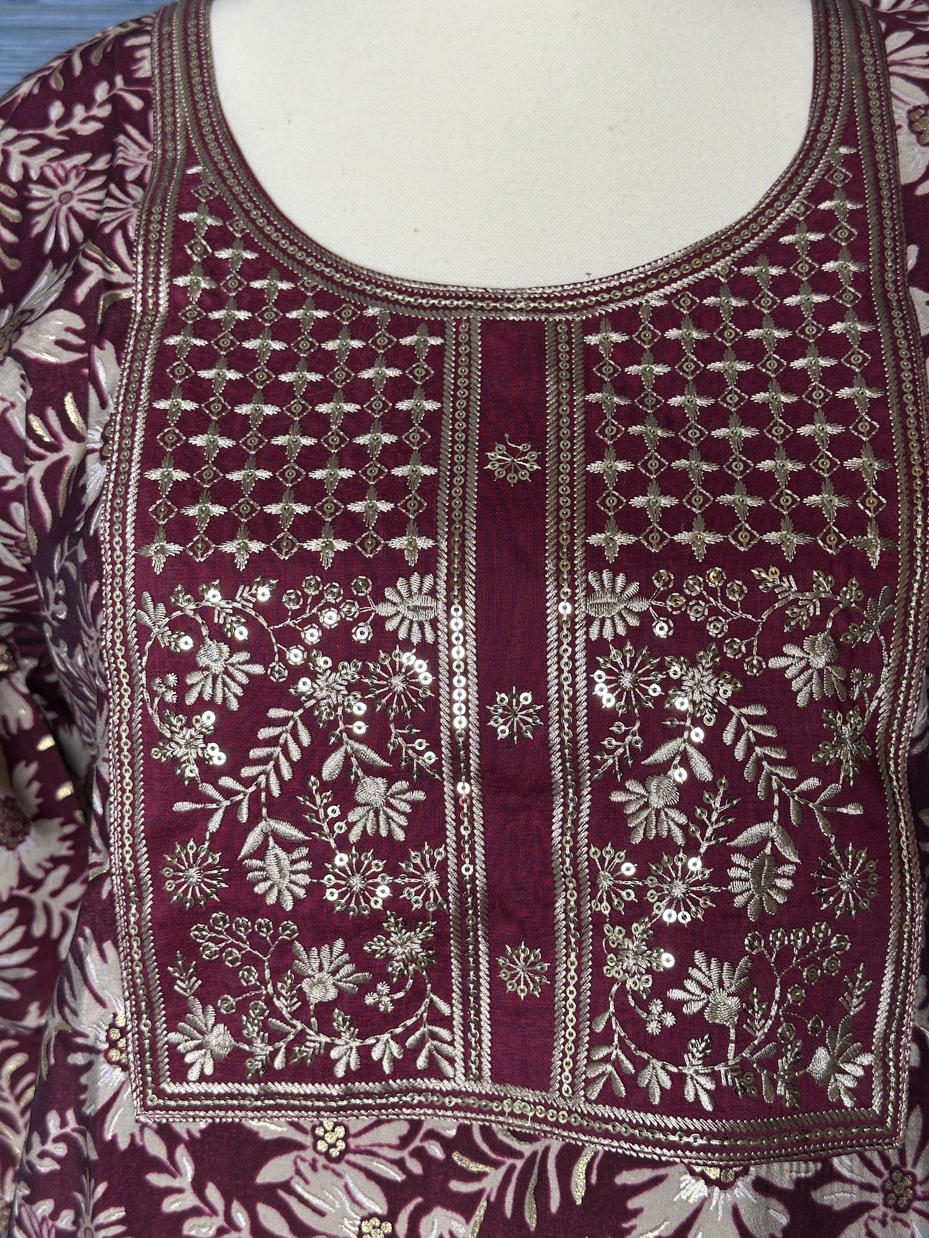 Elegant Maroon Chamki Indian Kurti Set
