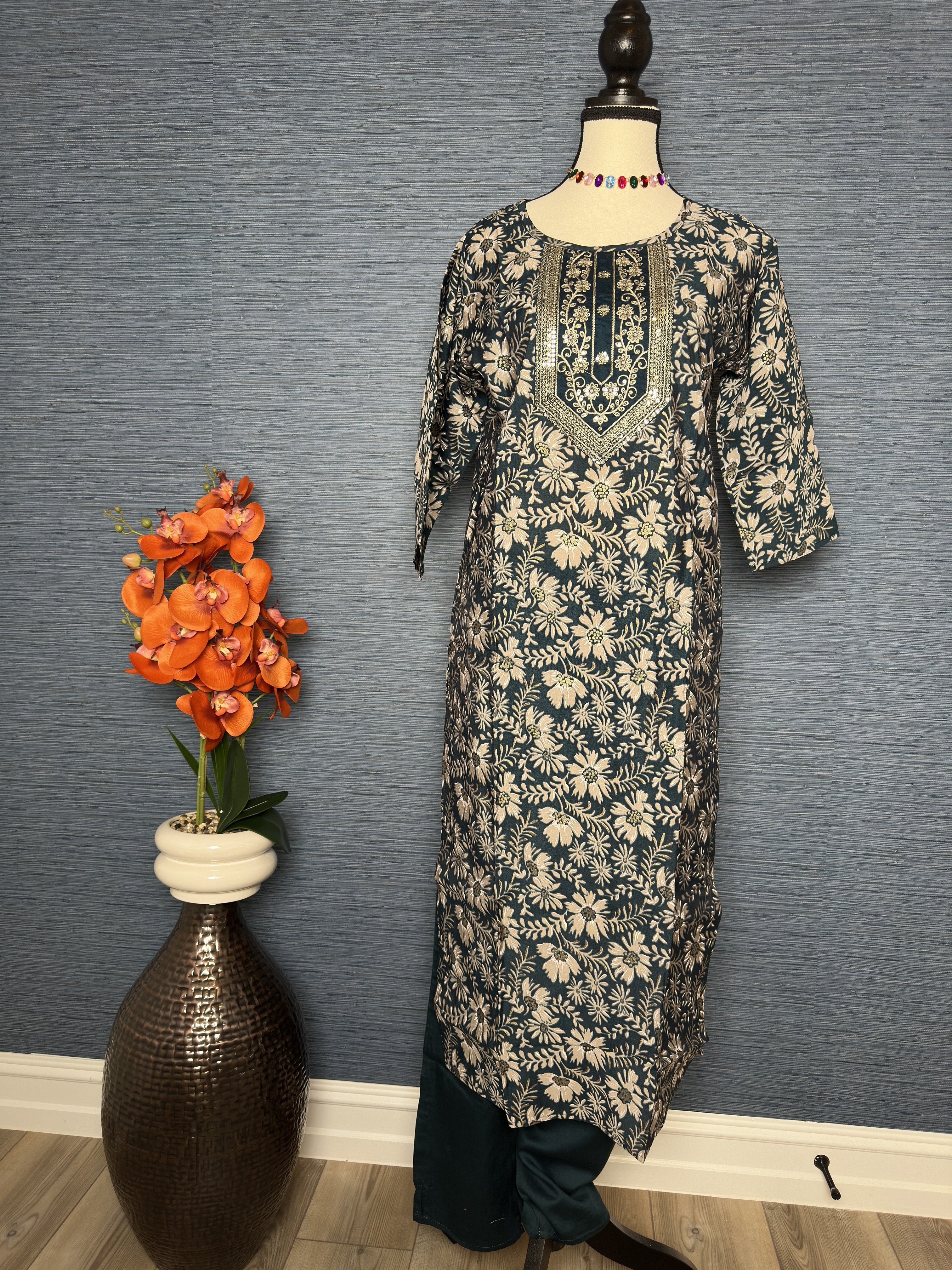 Elegant Green Chamki Indian Kurti Set