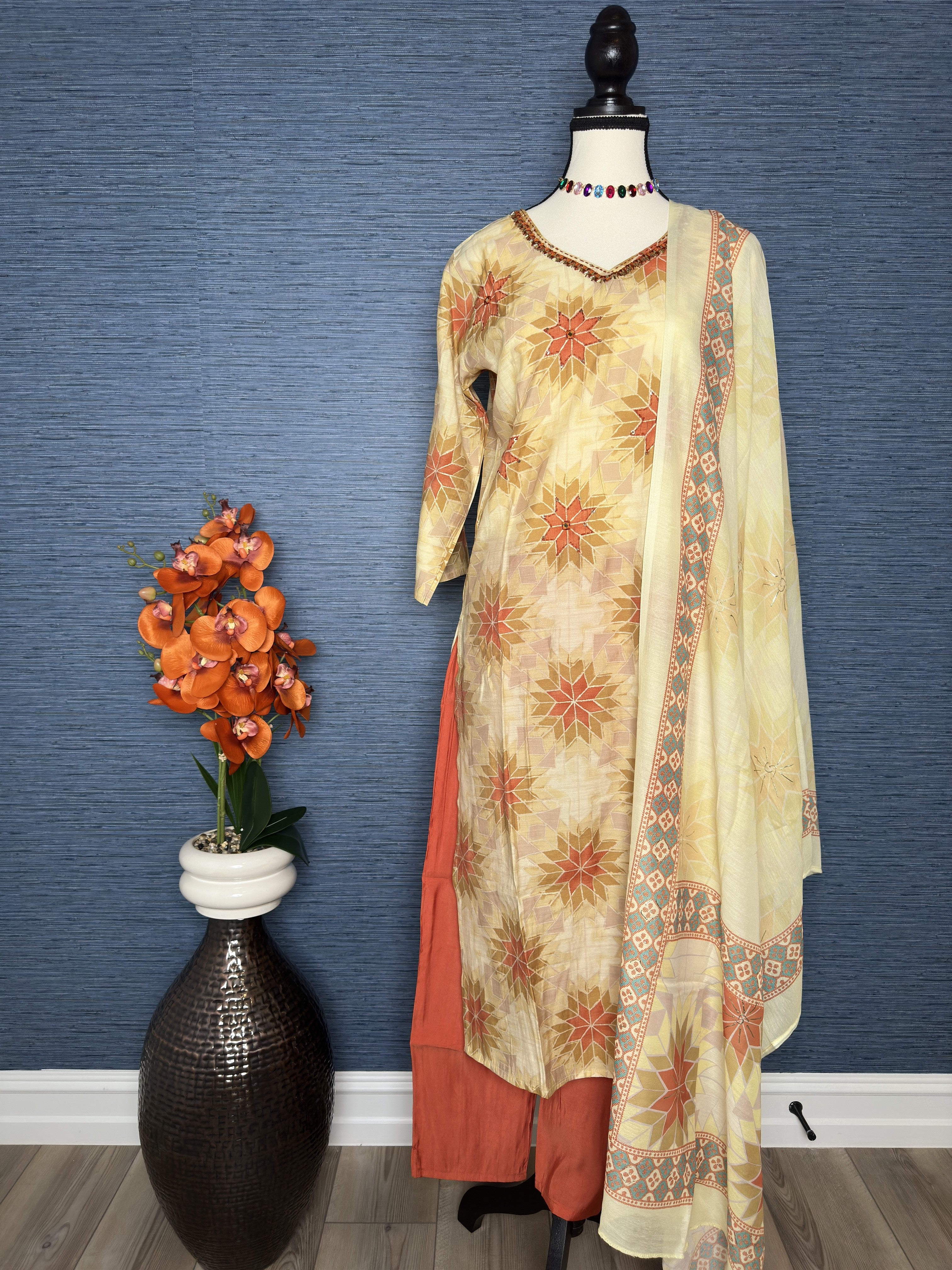 Elegant Cream Indian Kurti Set