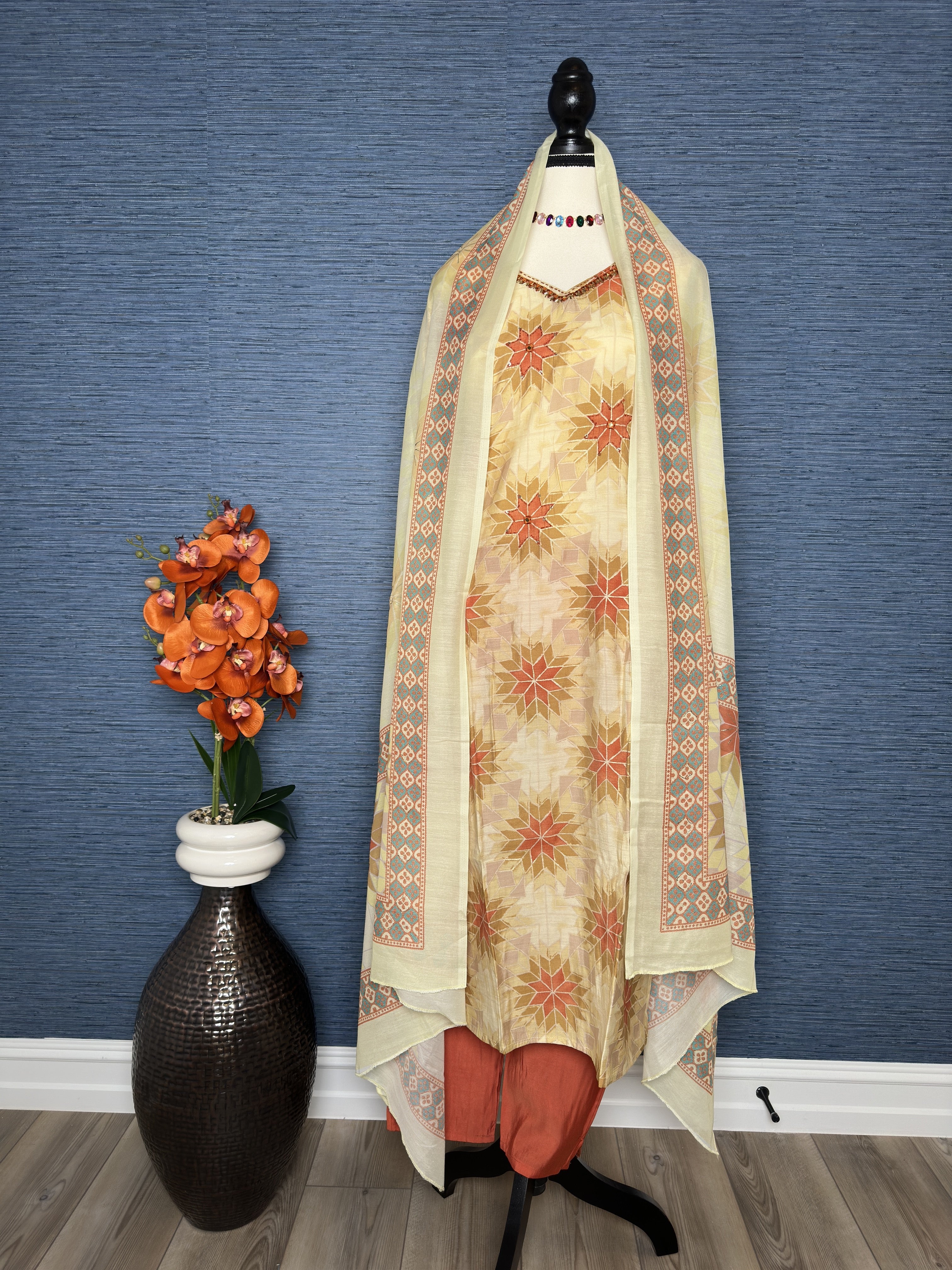 Elegant Cream Indian Kurti Set